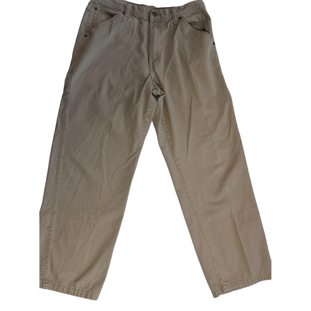 Wrangler Hero Mens Carpenter Pants 38x30 Tan Khaki Utility Workwear ‎ Small Flaw